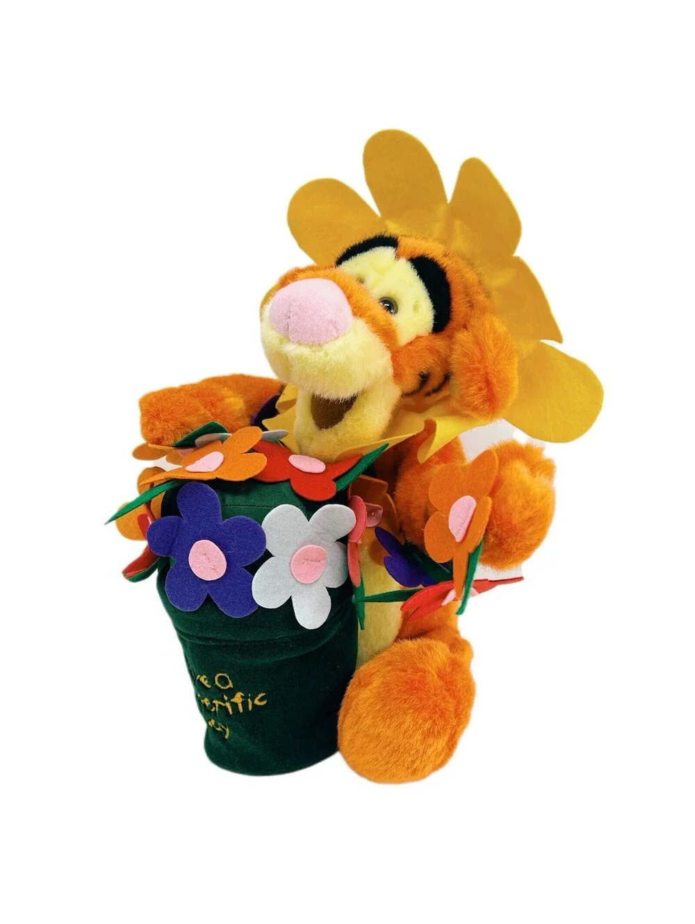 VTG Disney Winnie the Pooh Have A Tiggerific Day TIGGER flower pot PLUSH 12